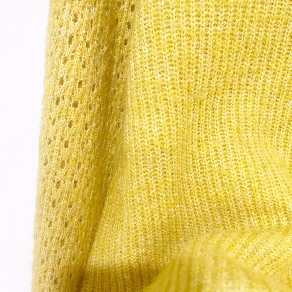 Womens Hearloom Yellow Bright Bishop Sleeve Cozy Comfy Knit Sweater Large Boho - Picture 4 of 11